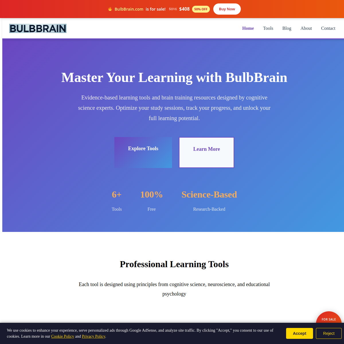 BulbBrain.com live screenshot