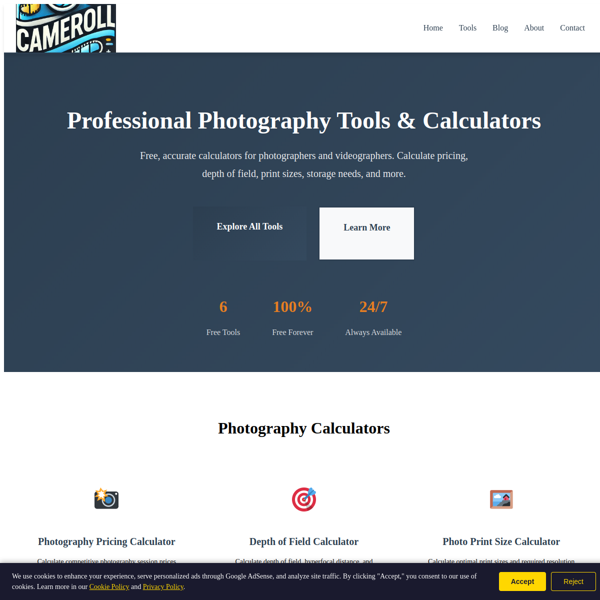 CameRoll.com live screenshot