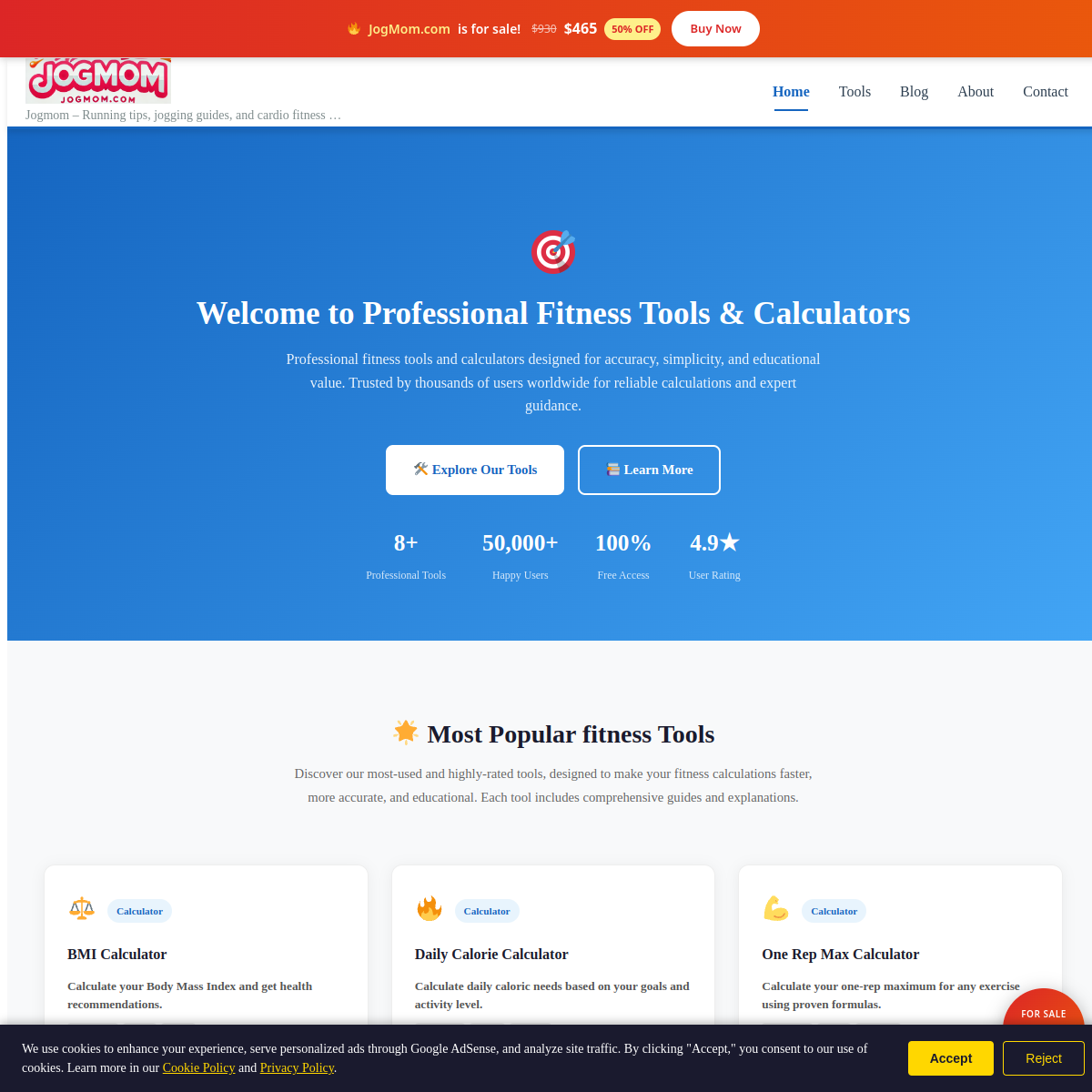 JogMom.com live screenshot