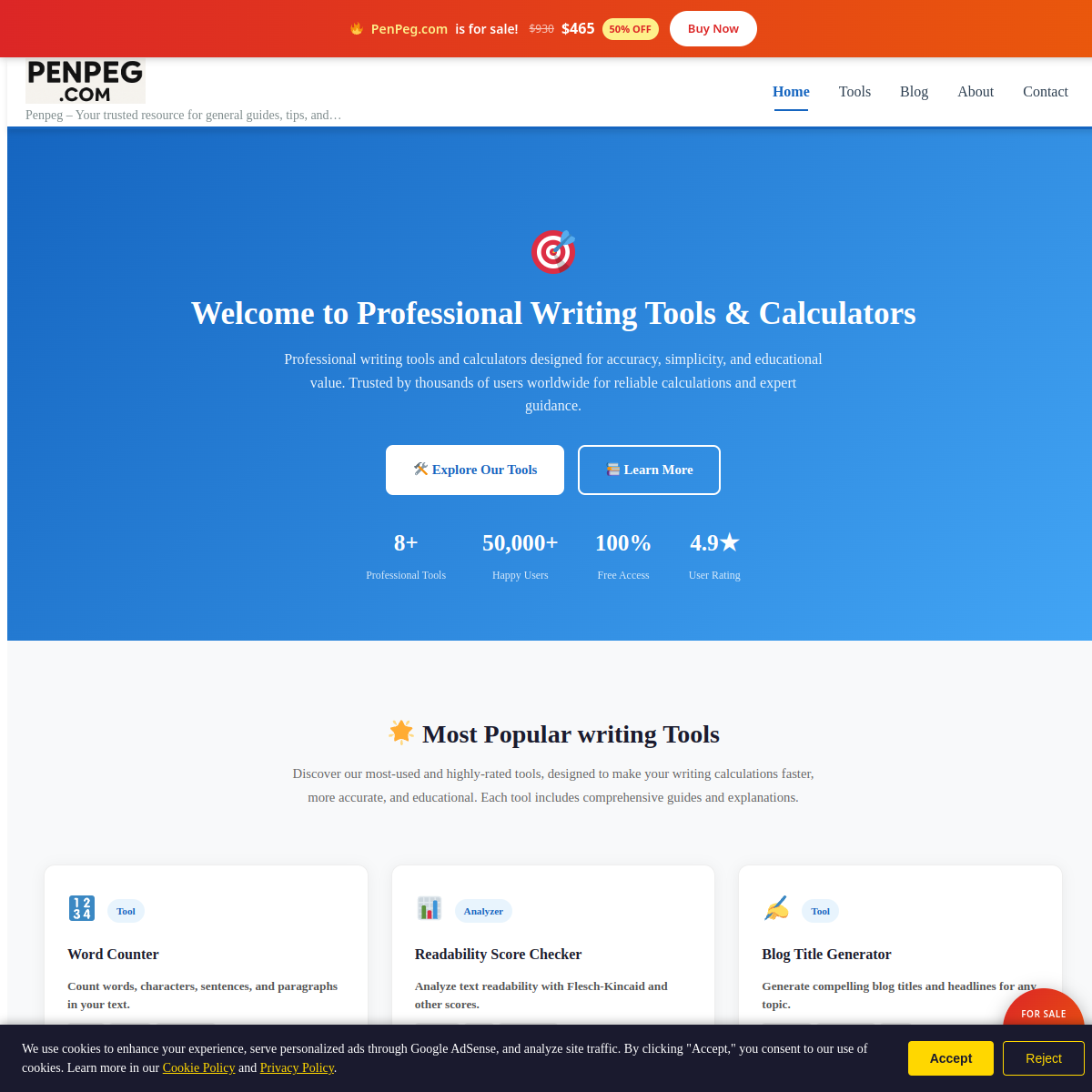 PenPeg.com live screenshot