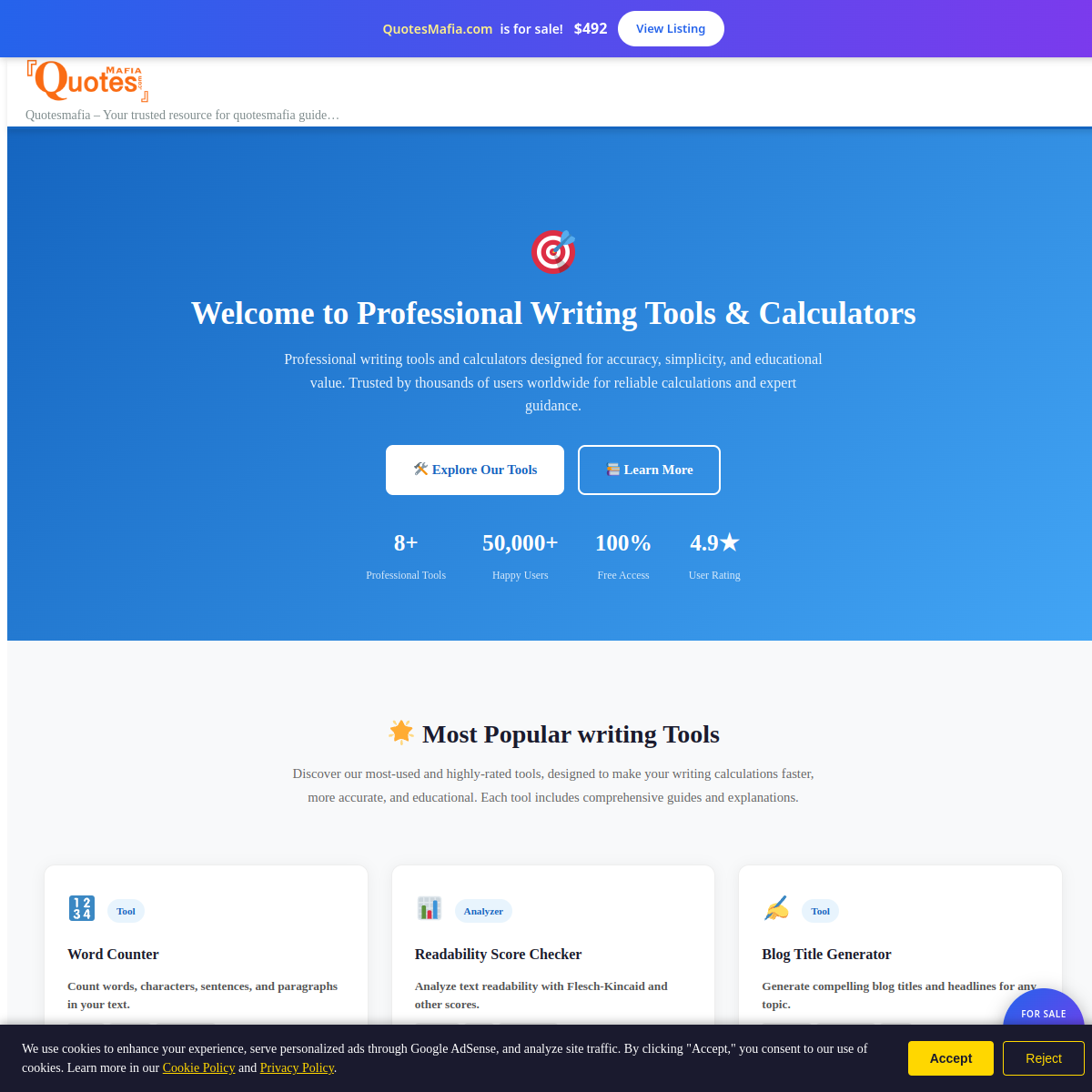 QuotesMafia.com live screenshot