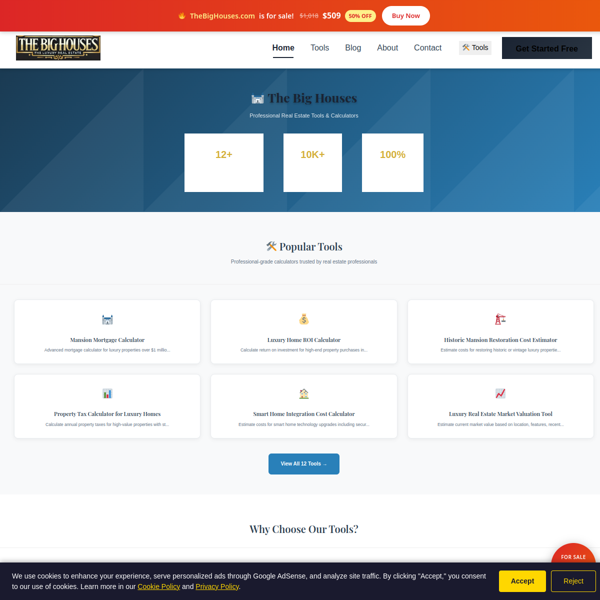 TheBigHouses.com live screenshot
