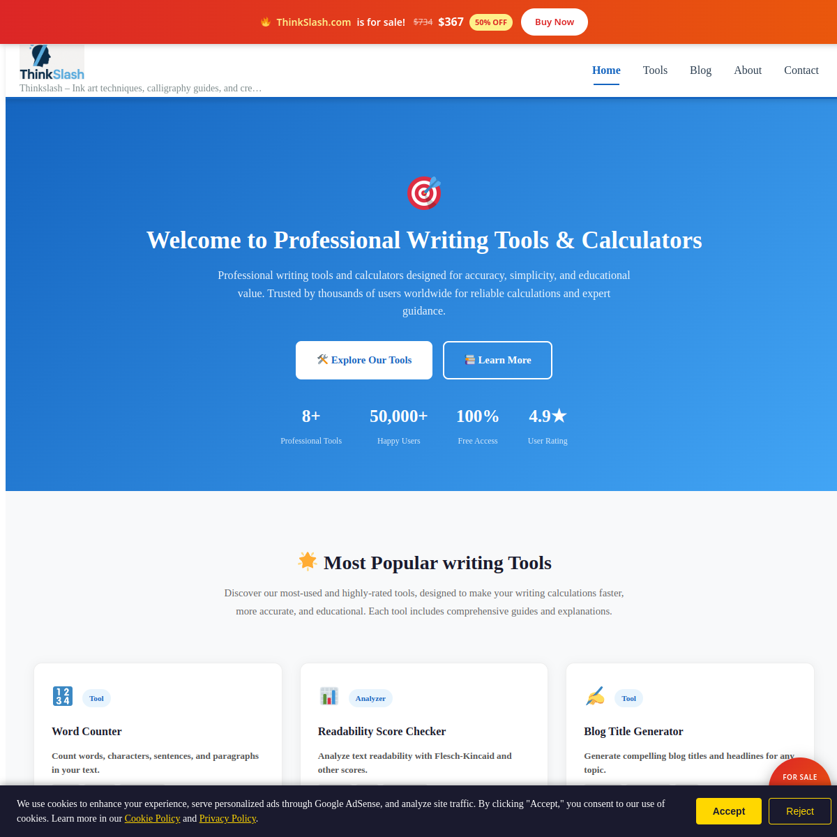 ThinkSlash.com live screenshot