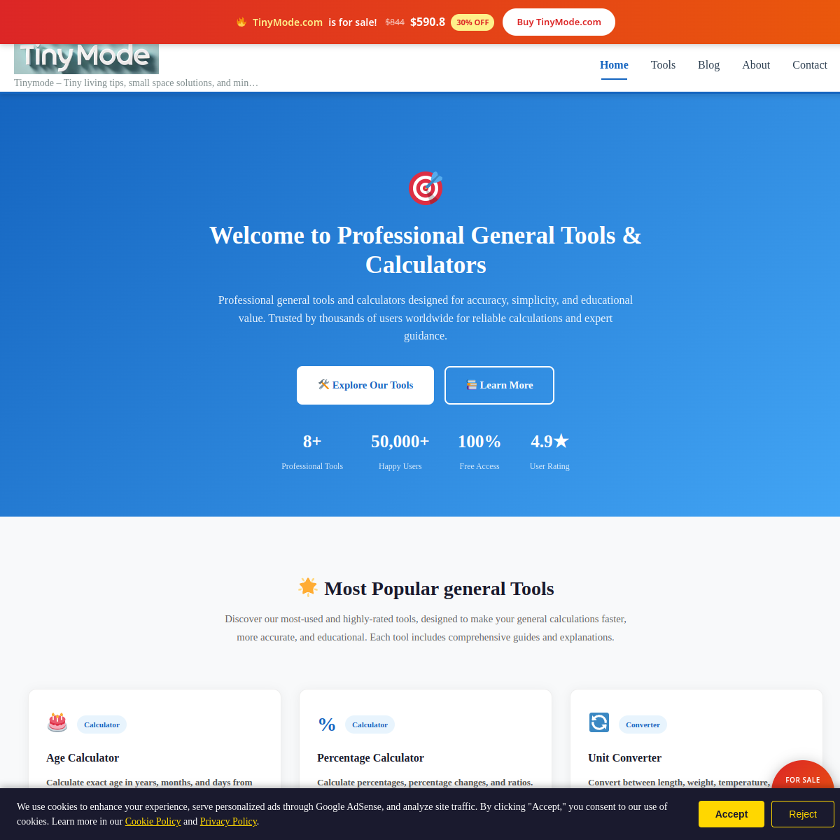 TinyMode.com live screenshot