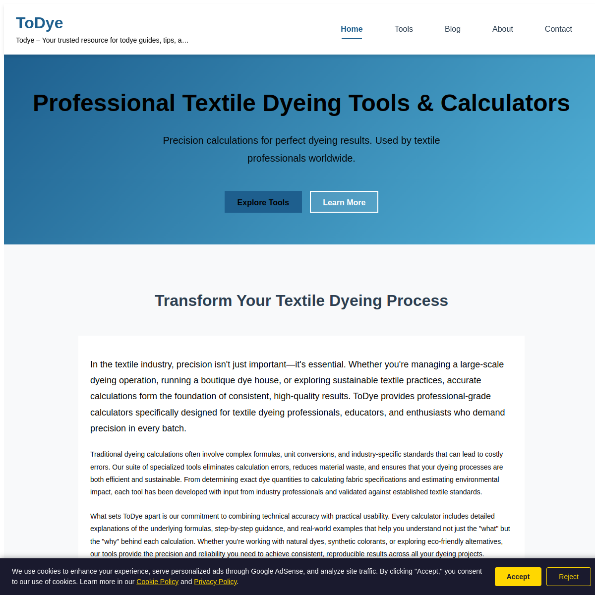 ToDye.com live screenshot
