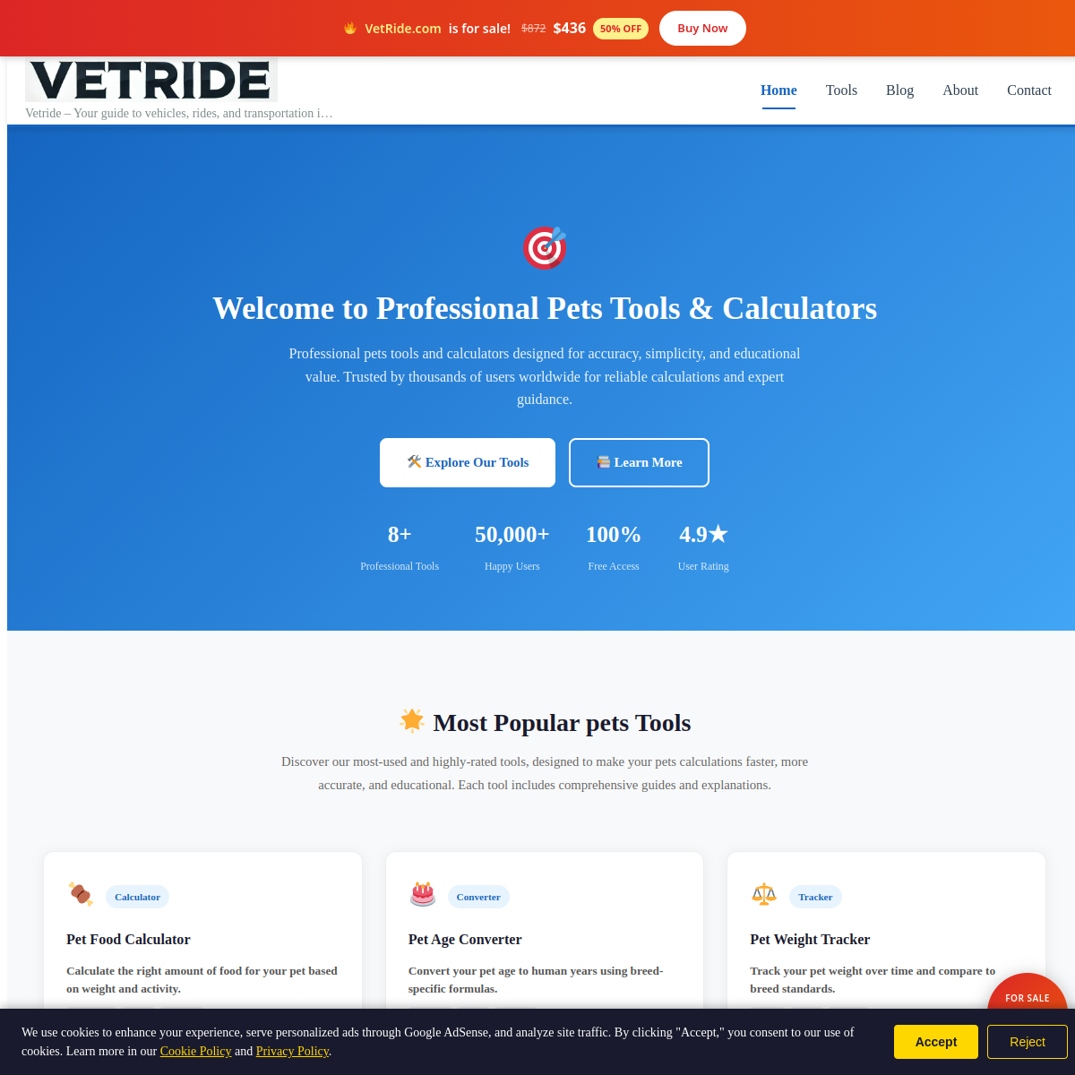 VetRide.com live screenshot