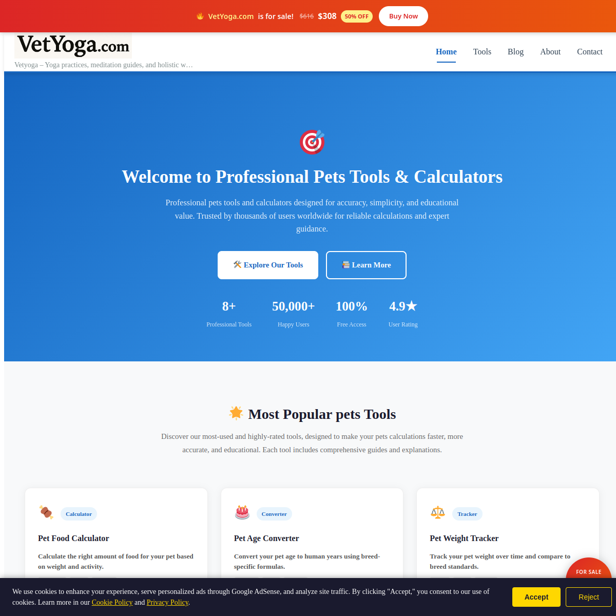VetYoga.com live screenshot