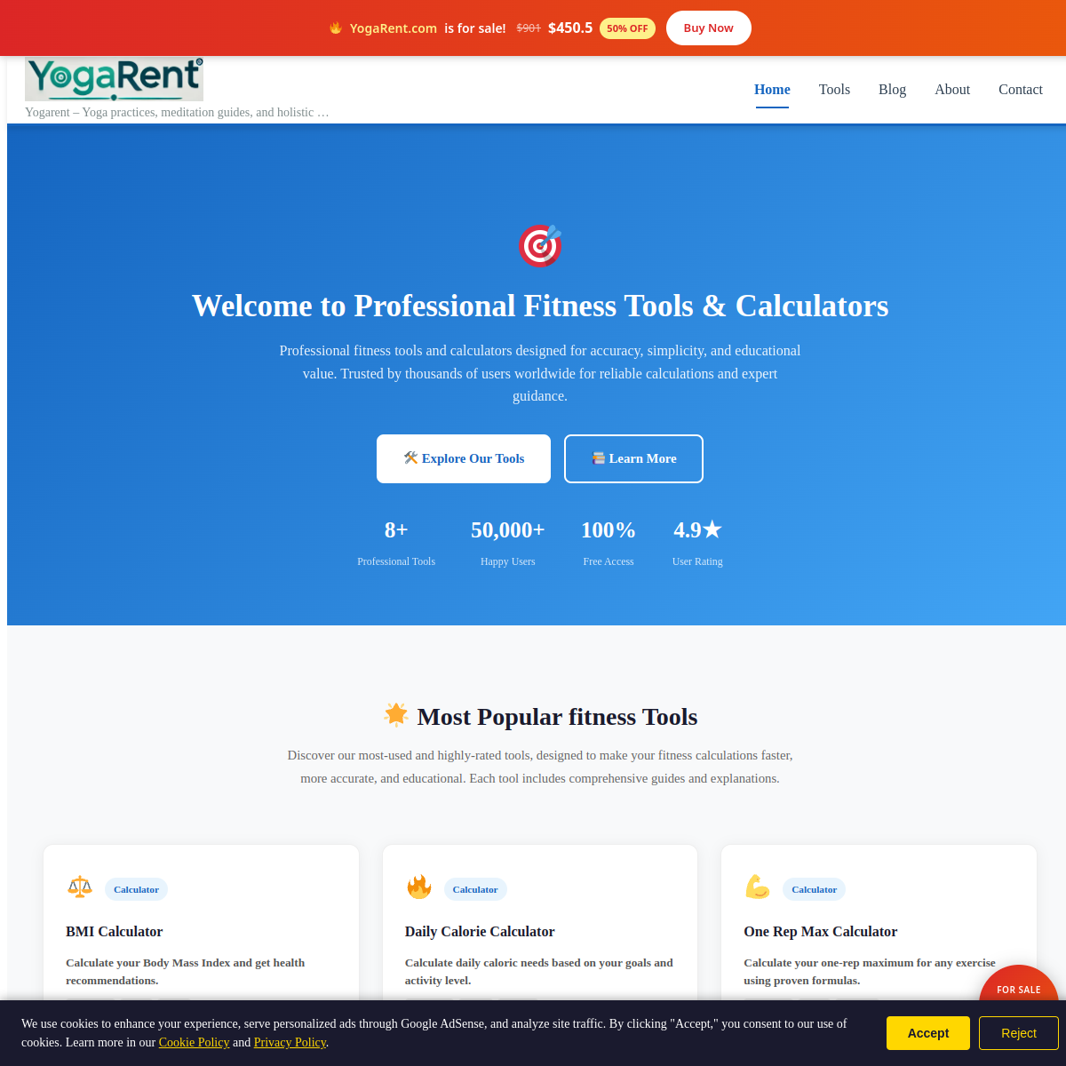 YogaRent.com live screenshot