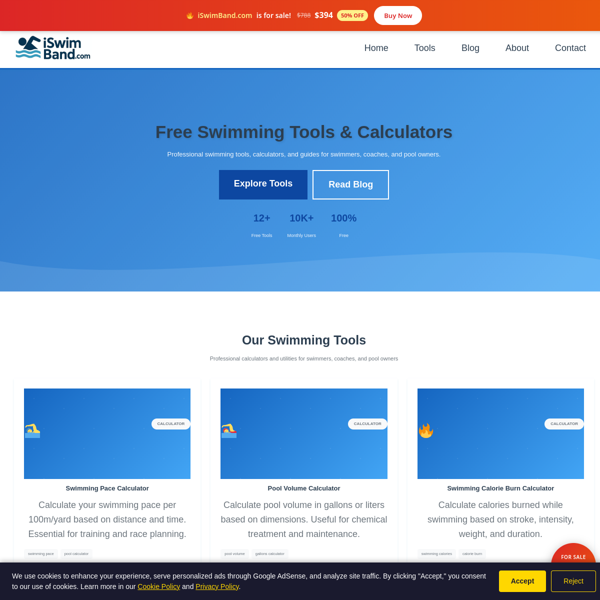 iSwimBand.com live screenshot