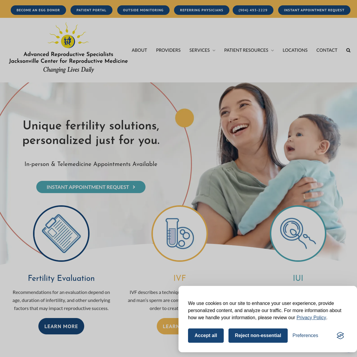 Screenshot of Advanced Reproductive Specialists