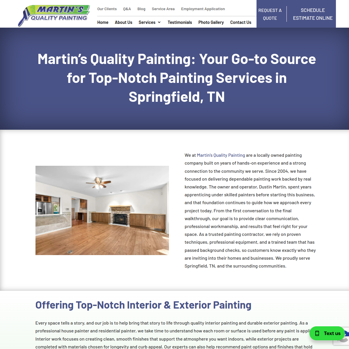 Screenshot of Martin's Quality Painting