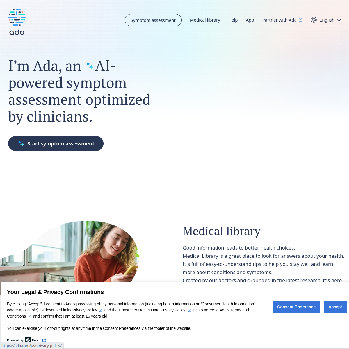 Screenshot of Ada Health