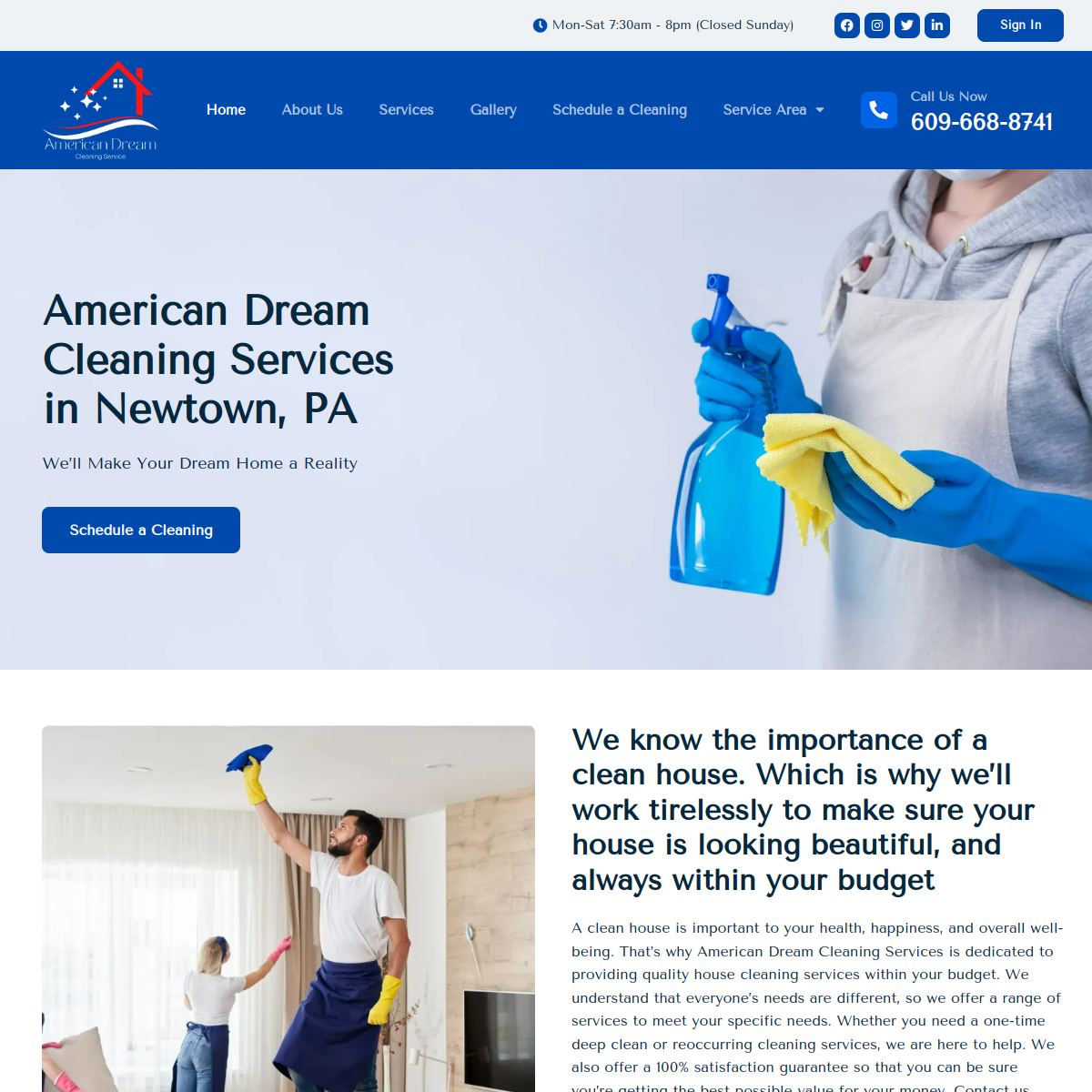 Screenshot of American Dream Cleaning Services