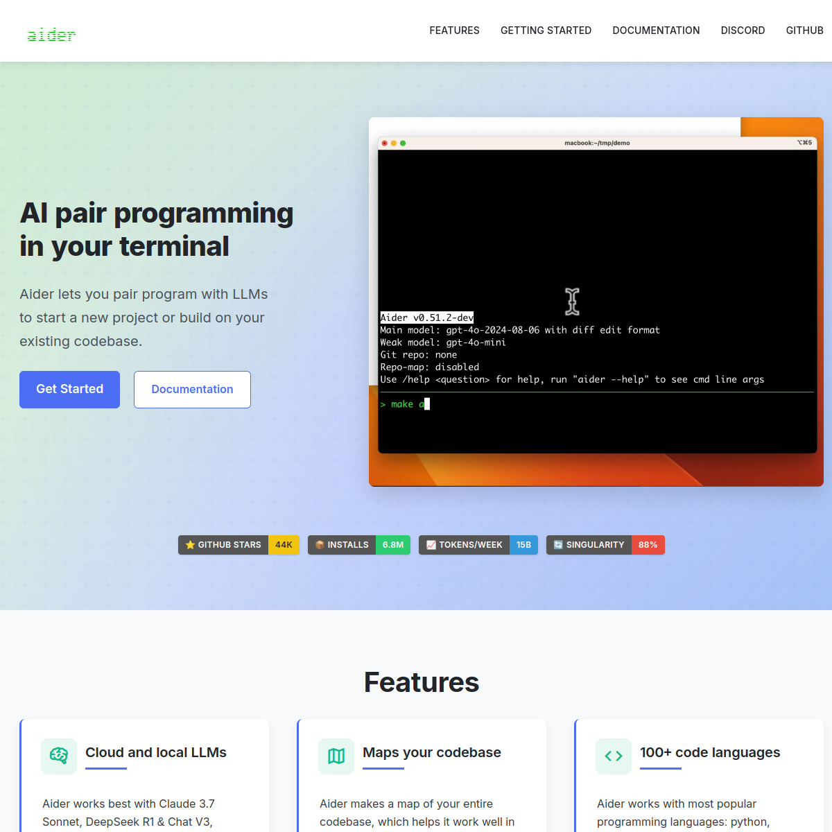 Screenshot of Aider