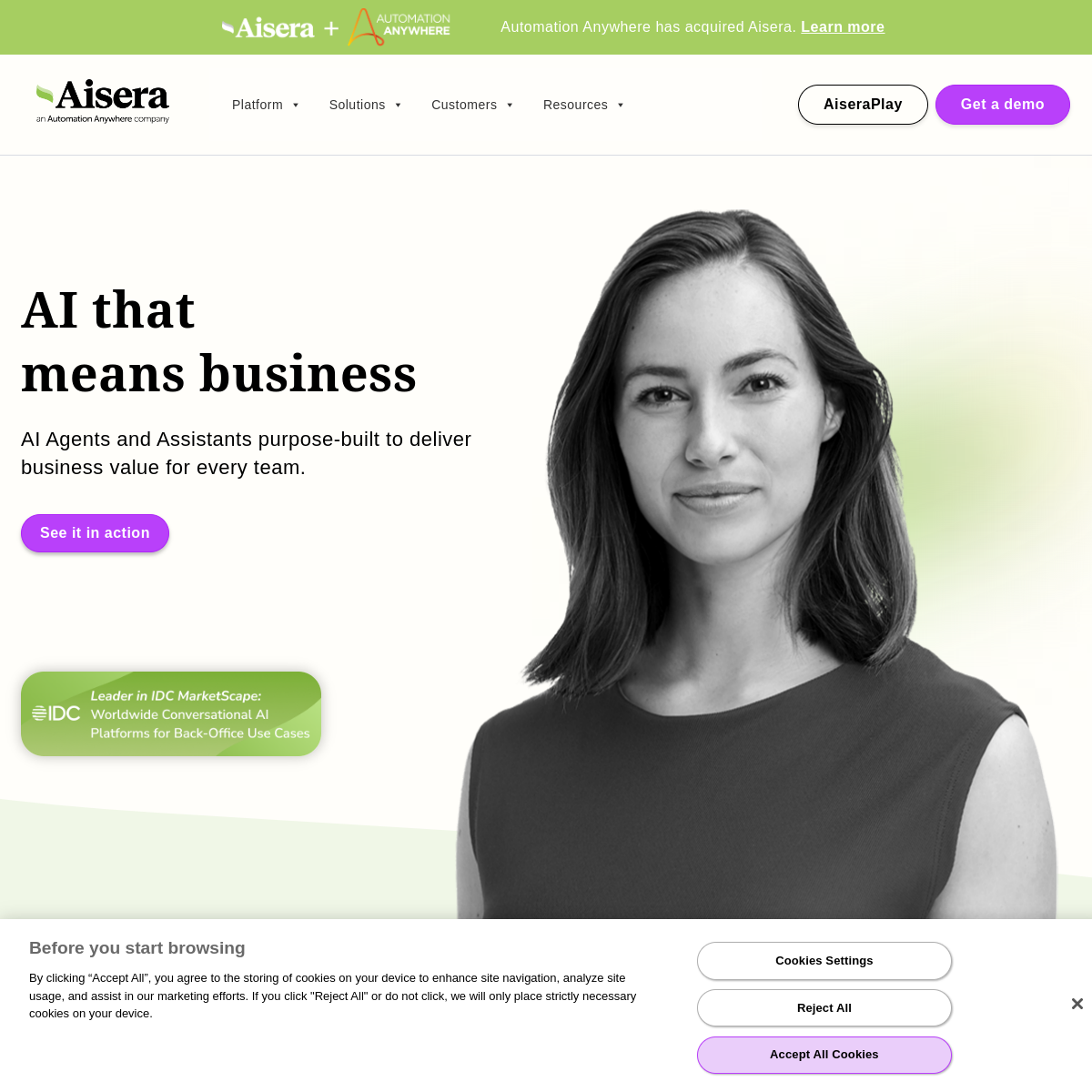 Screenshot of Aisera