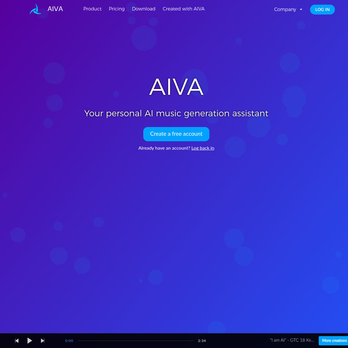 Screenshot of AIVA