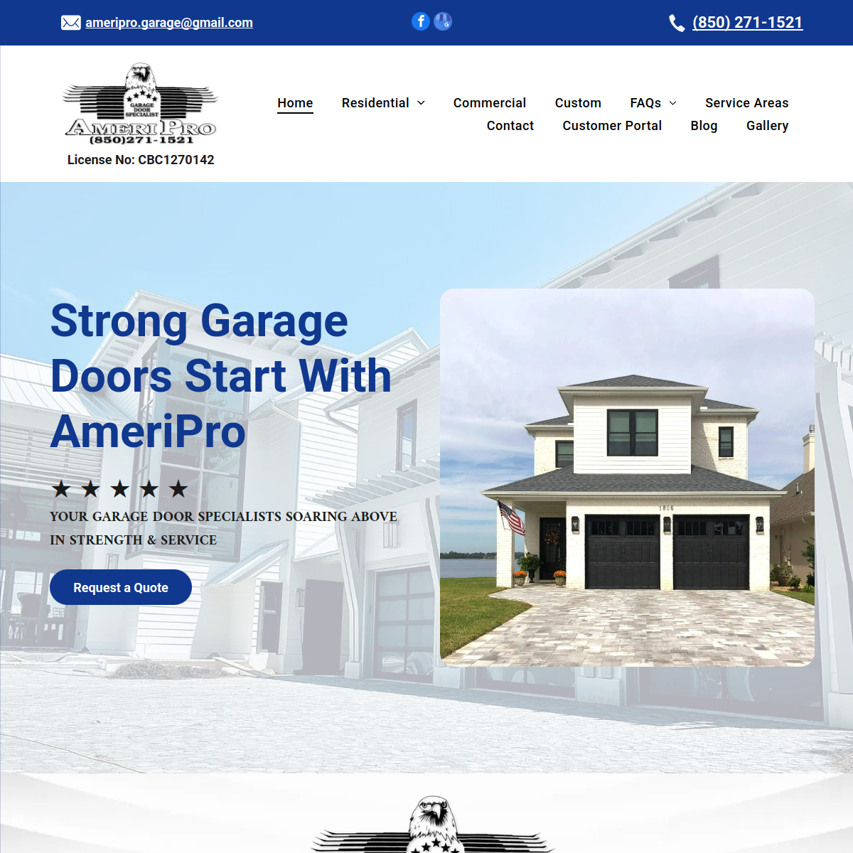 Screenshot of Ameripro Garage Doors