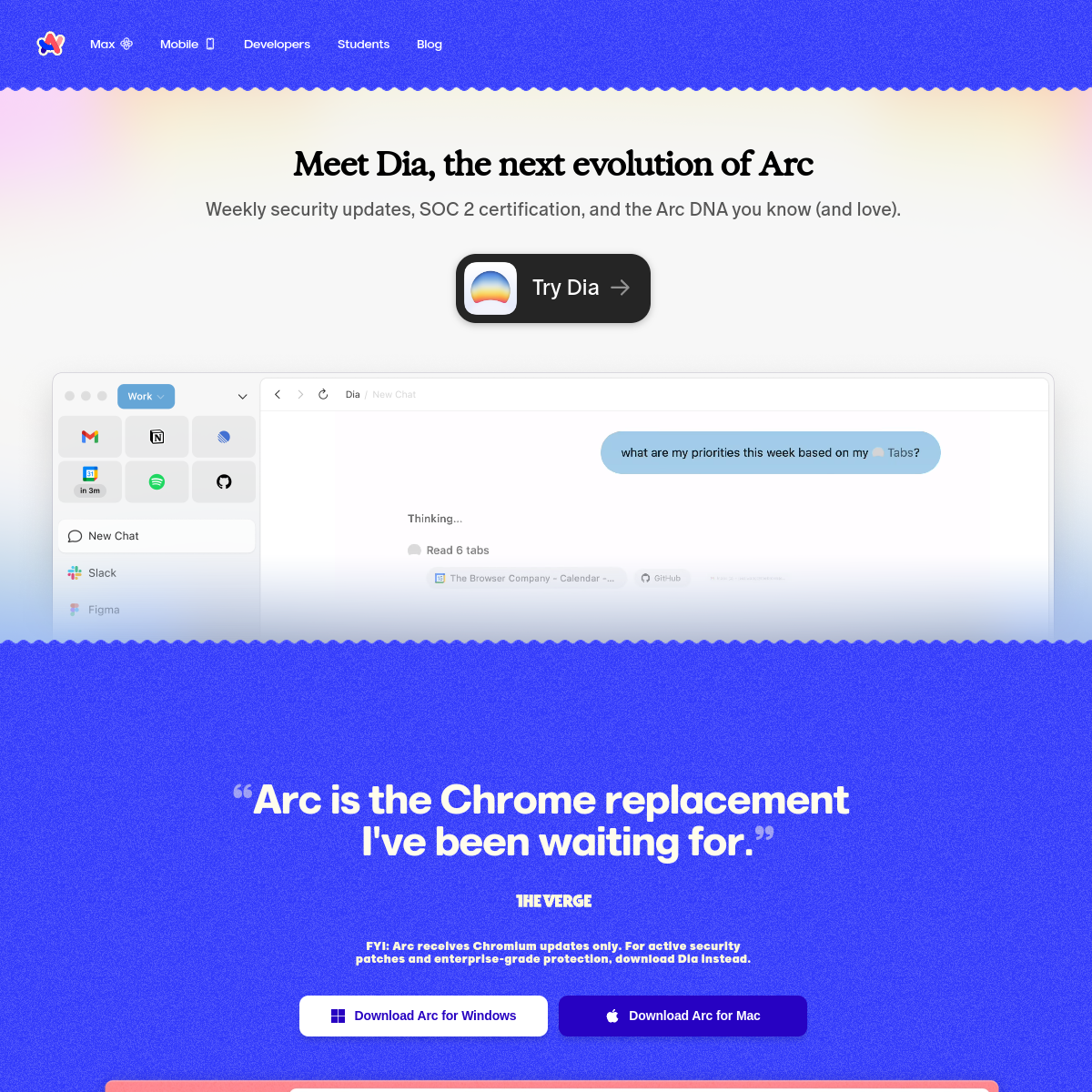Screenshot of Arc