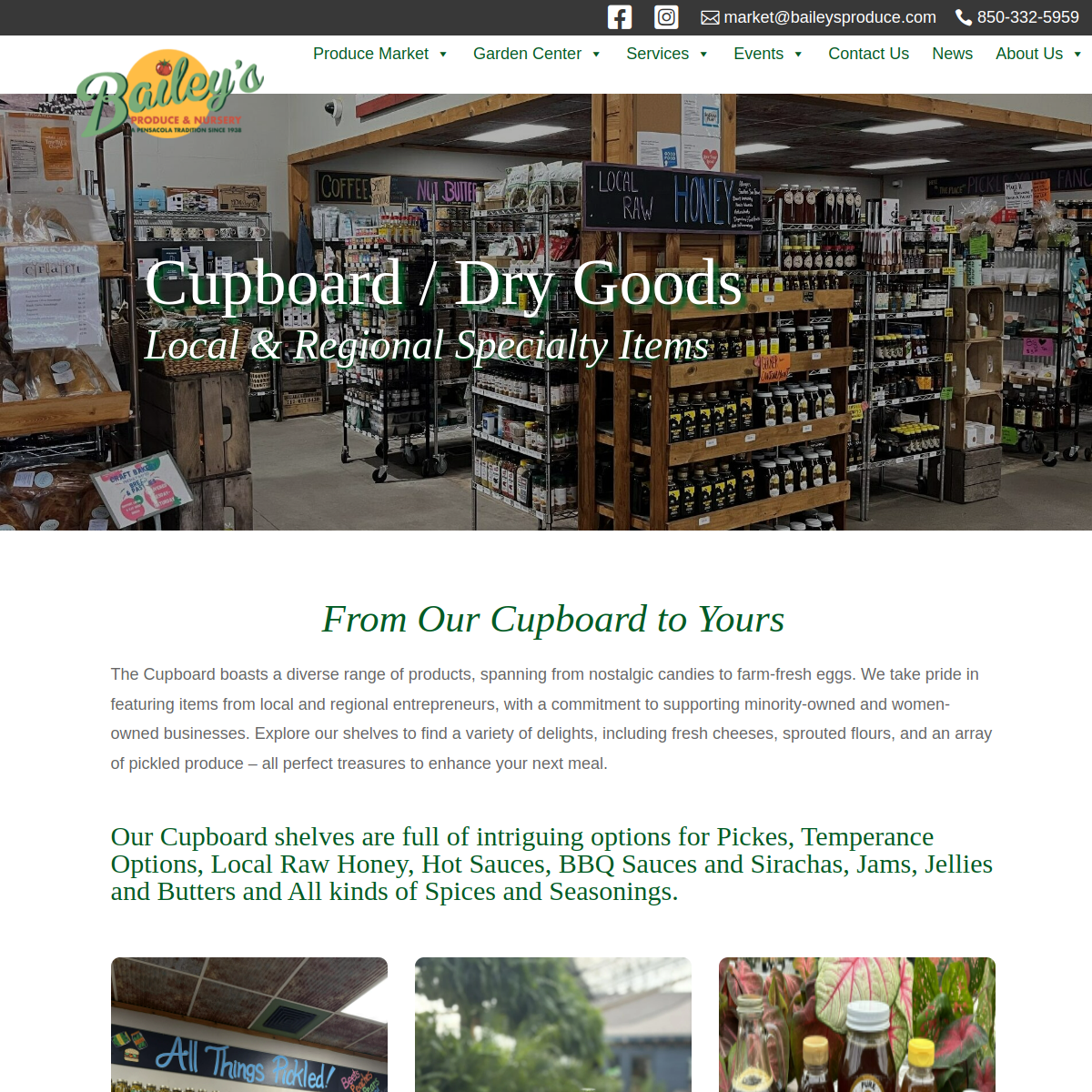 Screenshot of Bailey's Produce & Nursery