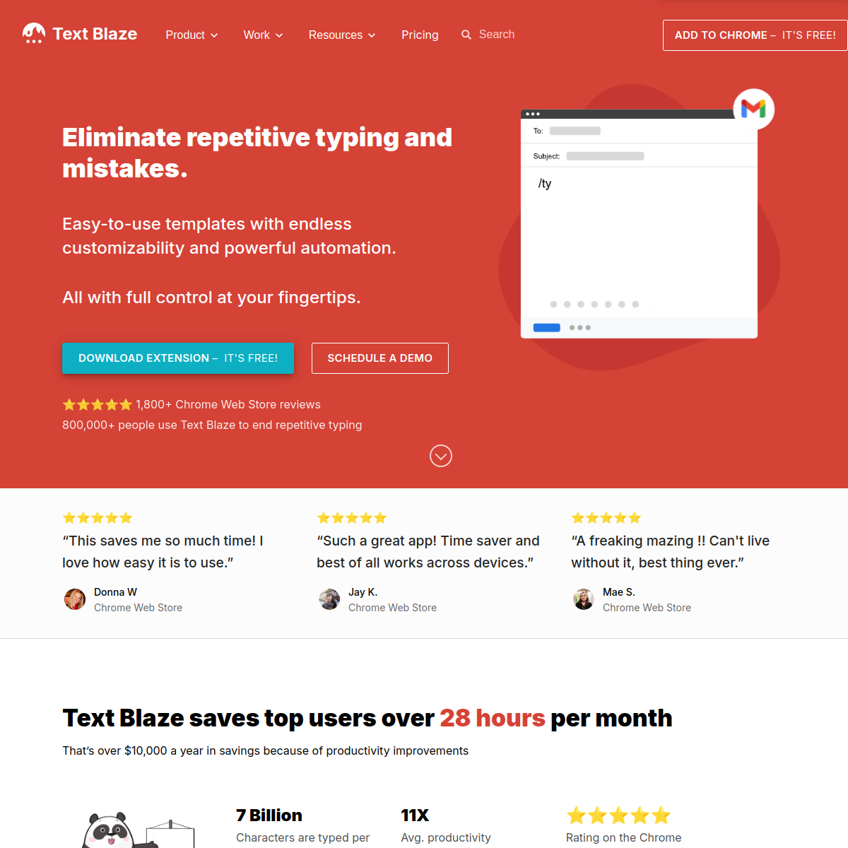 Screenshot of Textblaze