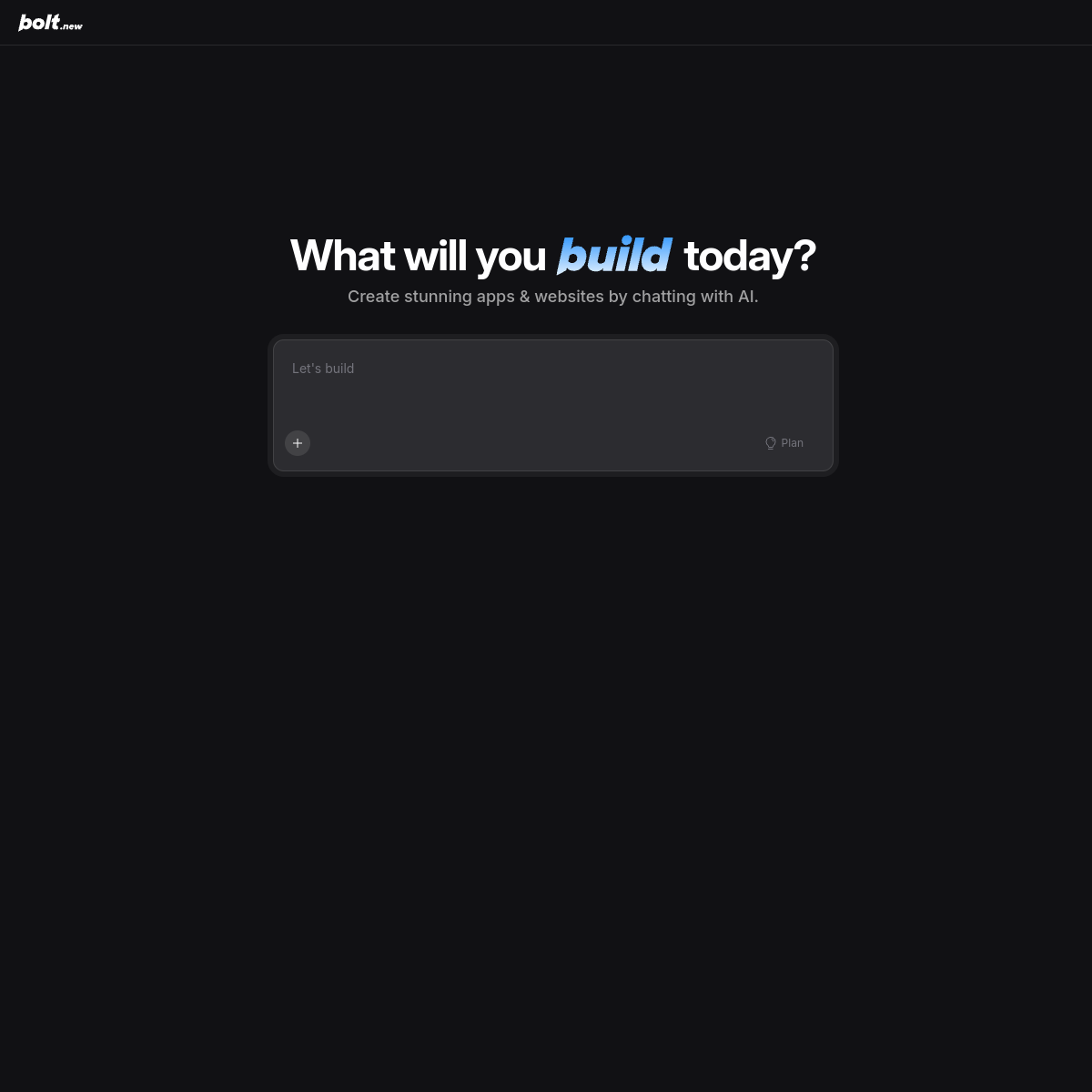 Live screenshot of bolt.new