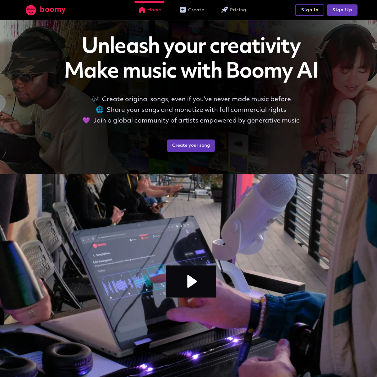 Screenshot of Boomy
