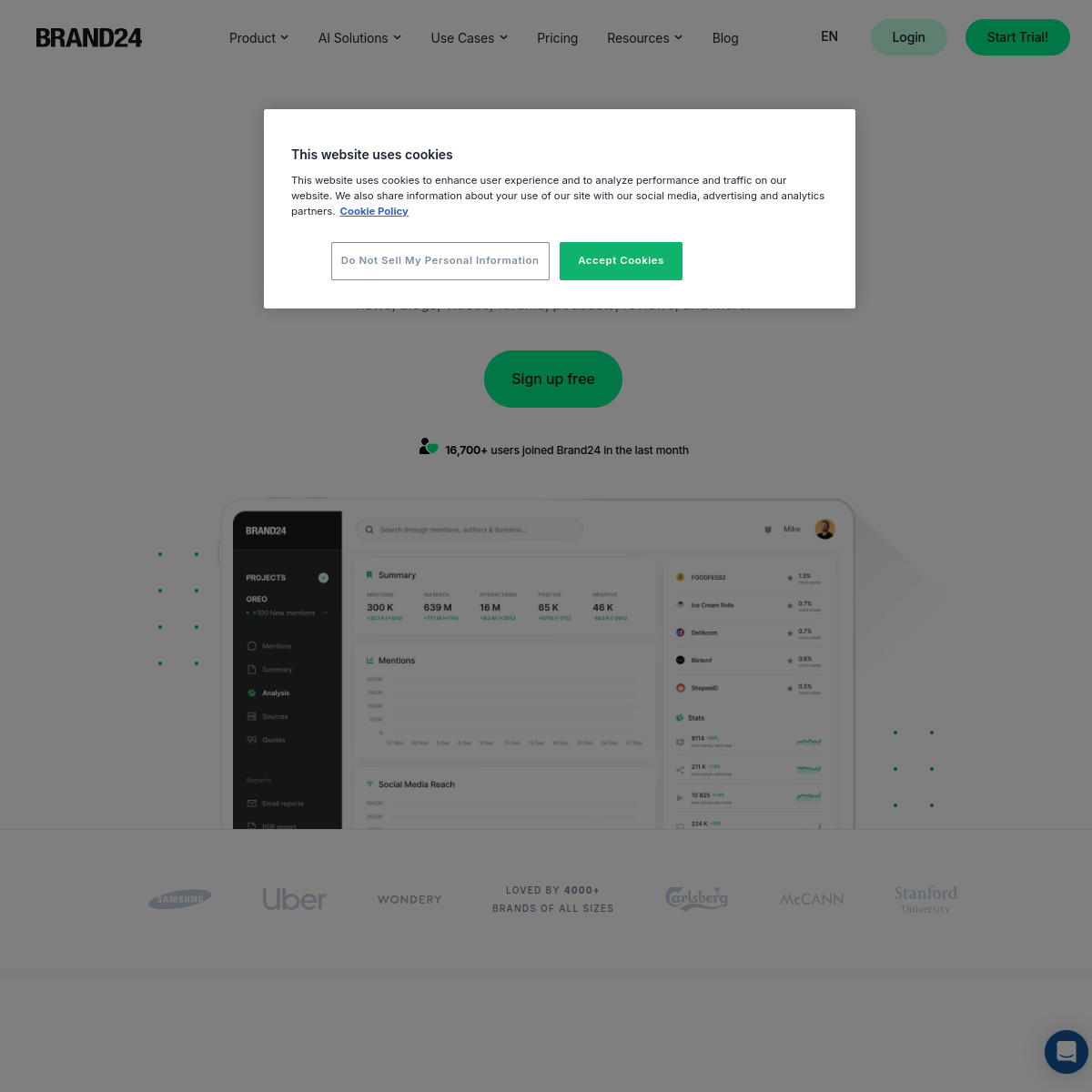 Screenshot of Brand24