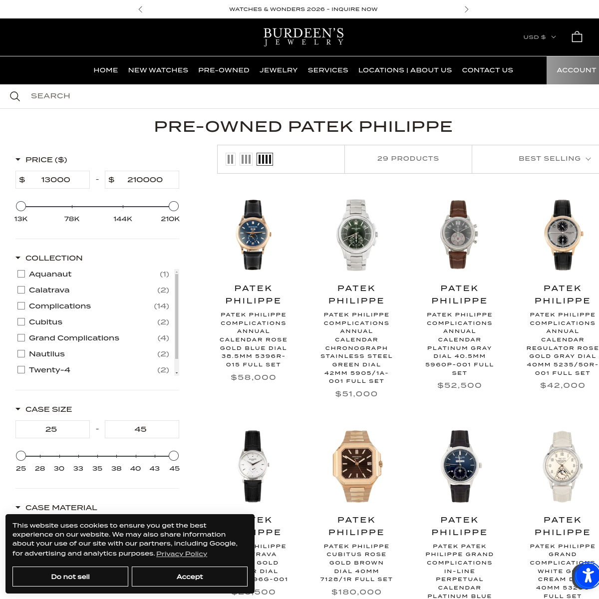 Screenshot of Burdeen's Jewelry