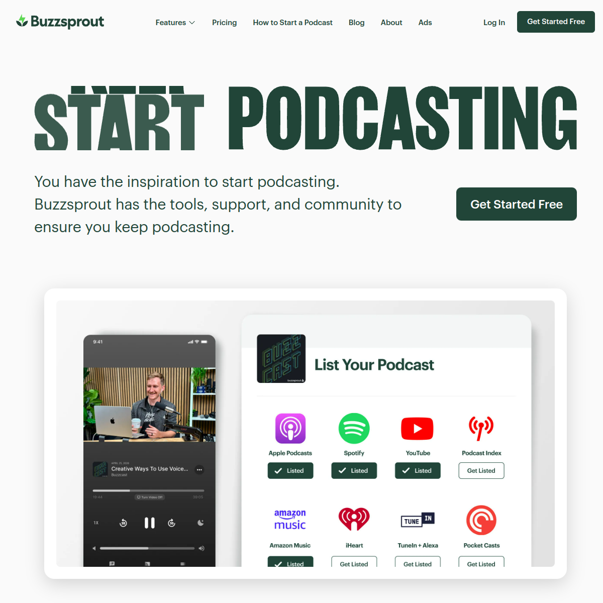 Screenshot of Buzzsprout