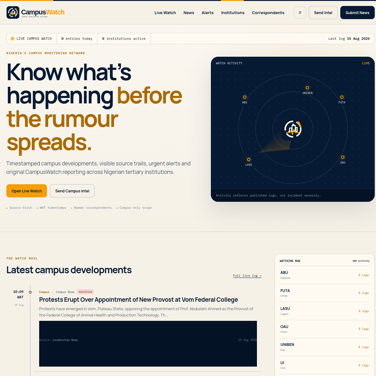 CampusWatch website preview