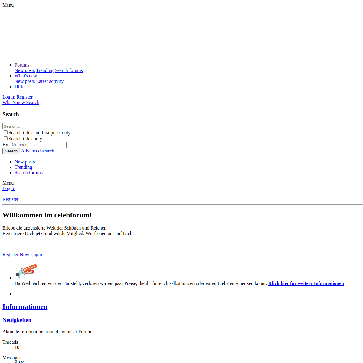 Live screenshot of celebforum.to