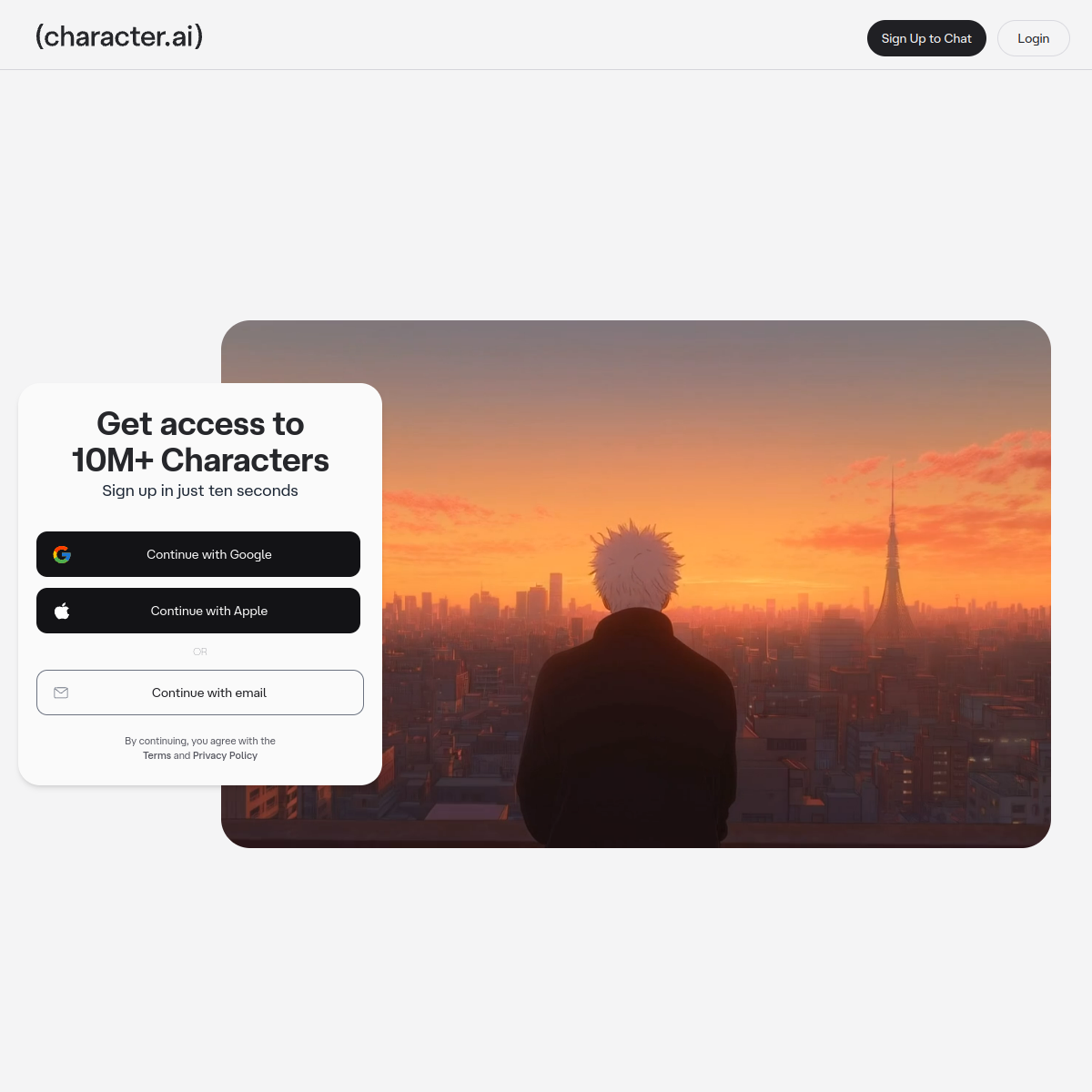 Screenshot of Character.AI