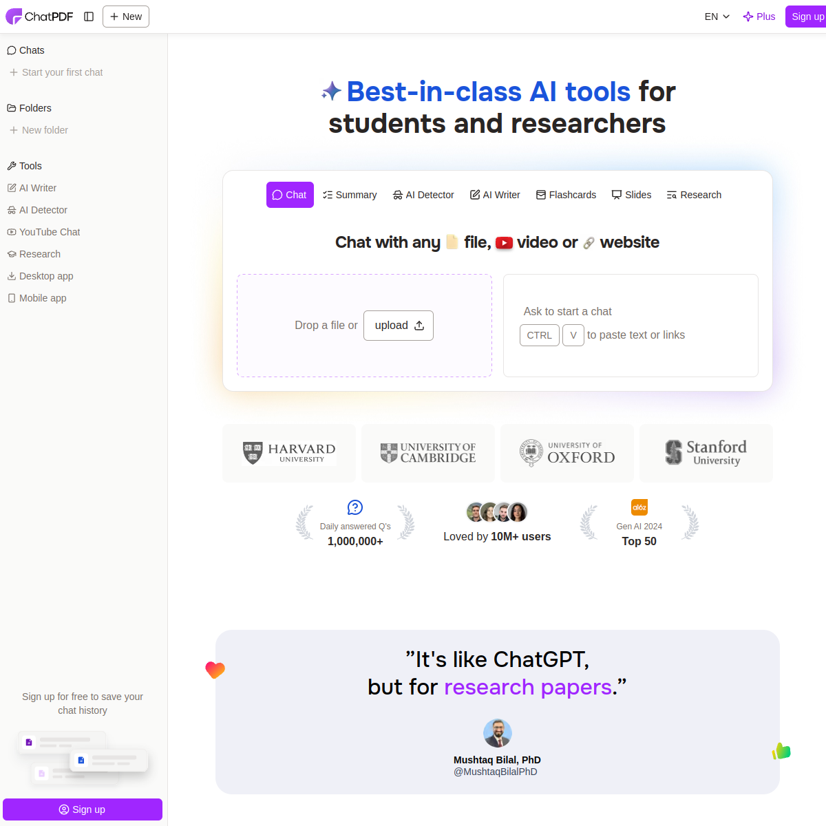 Screenshot of ChatPDF