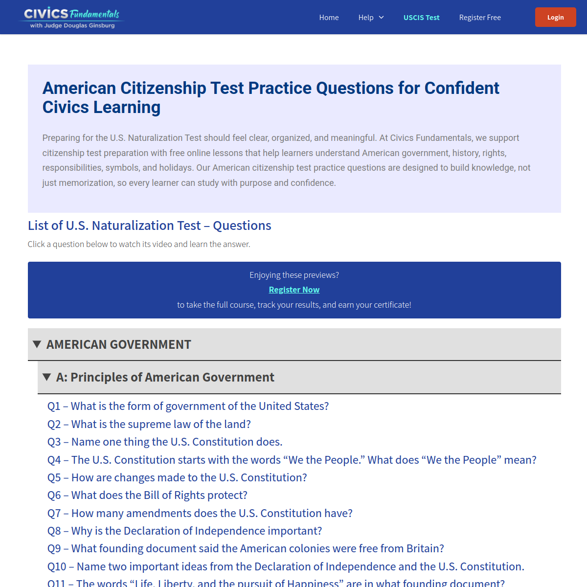Screenshot of Civics Fundamentals