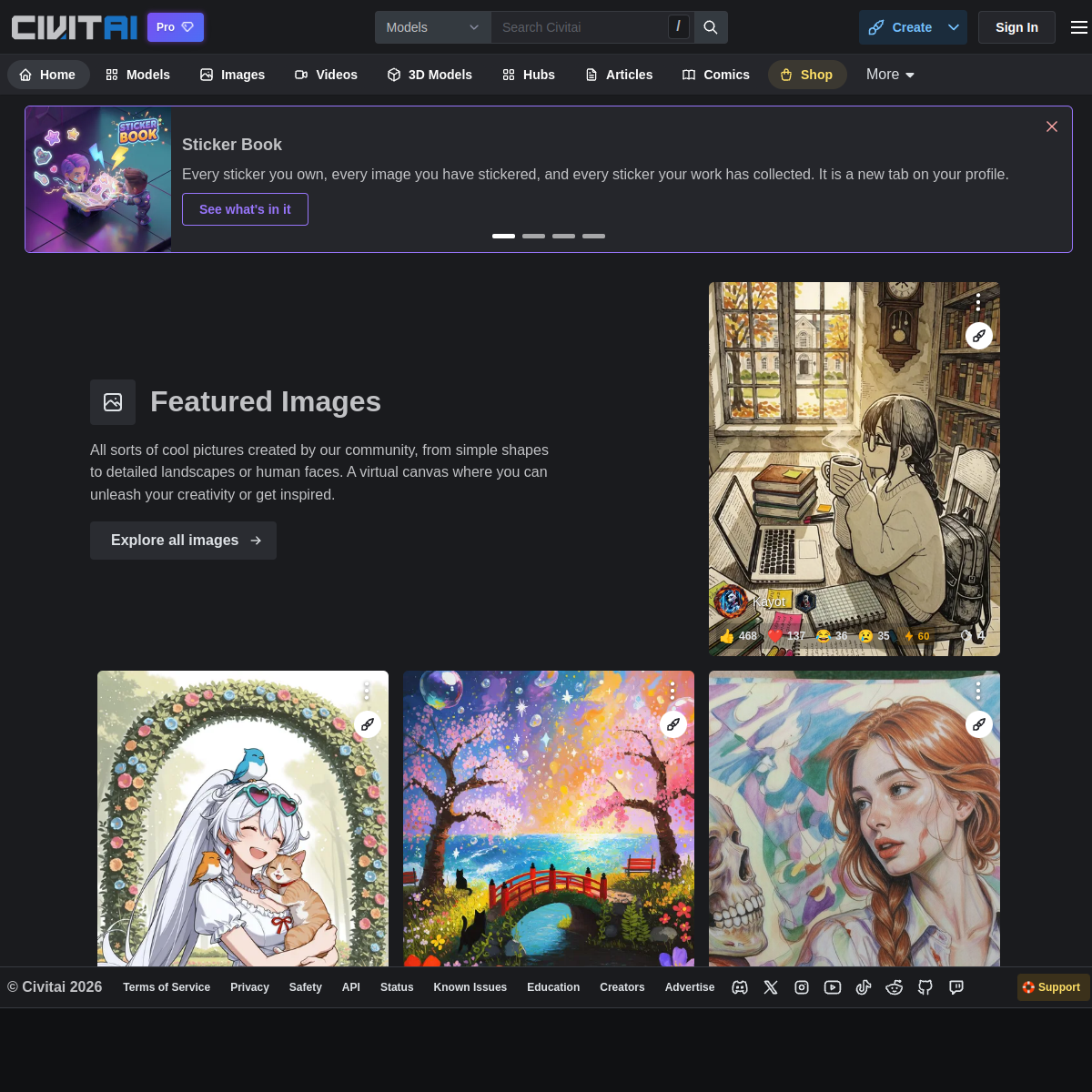 Screenshot of Civitai