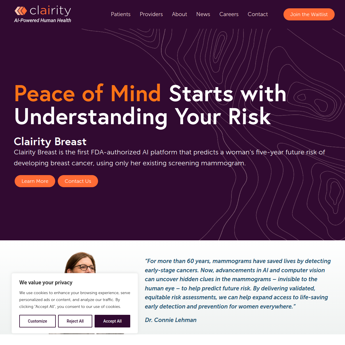 Clairity homepage