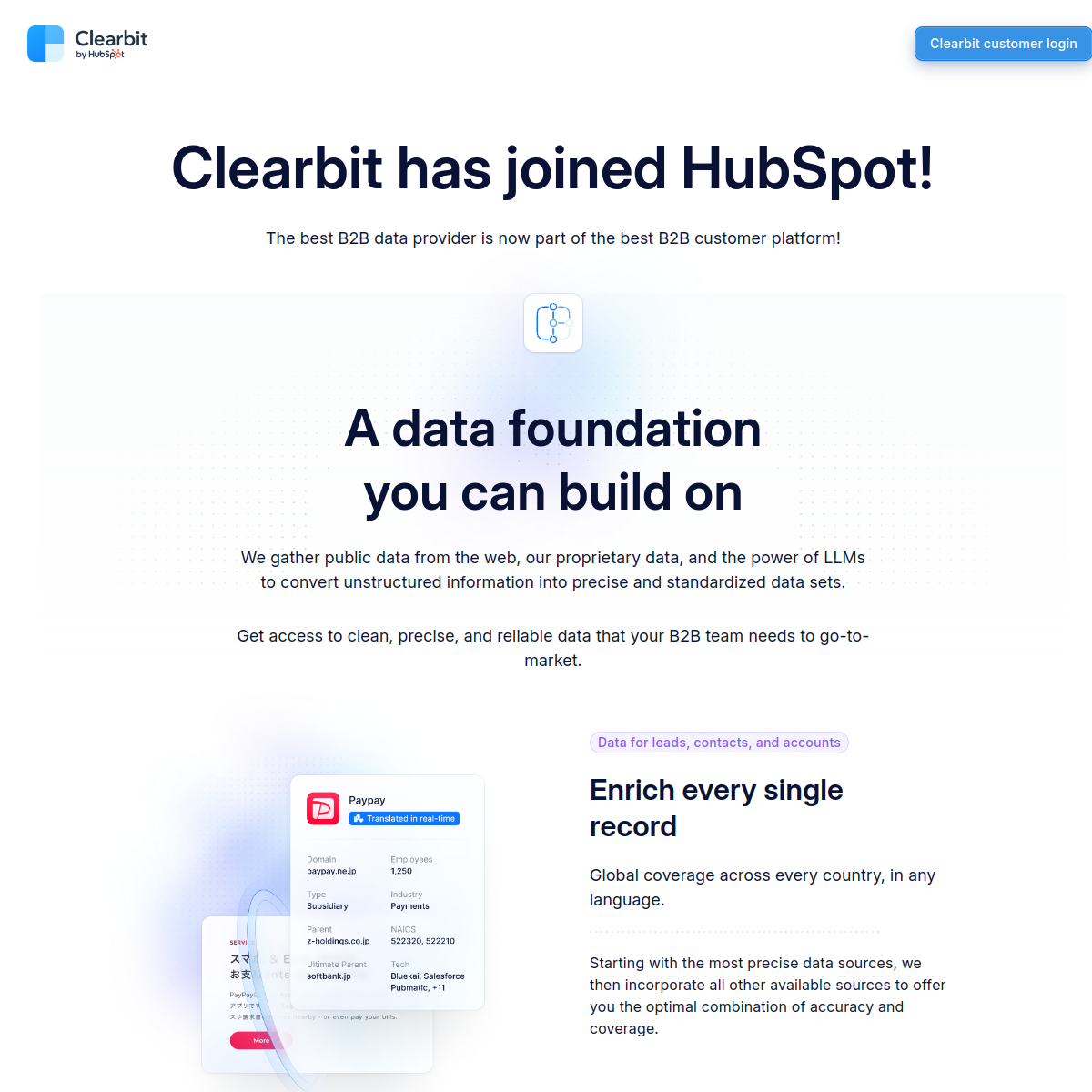 Screenshot of Clearbit