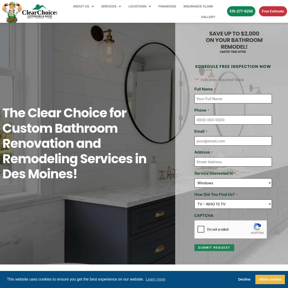 Screenshot of Clear Choice Exteriors & Bath Makeover of Iowa