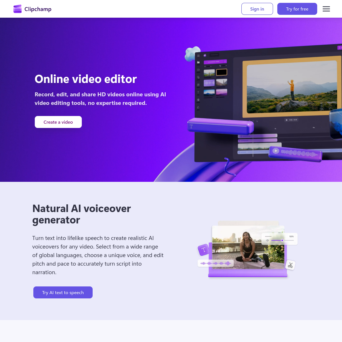 Screenshot of Clipchamp