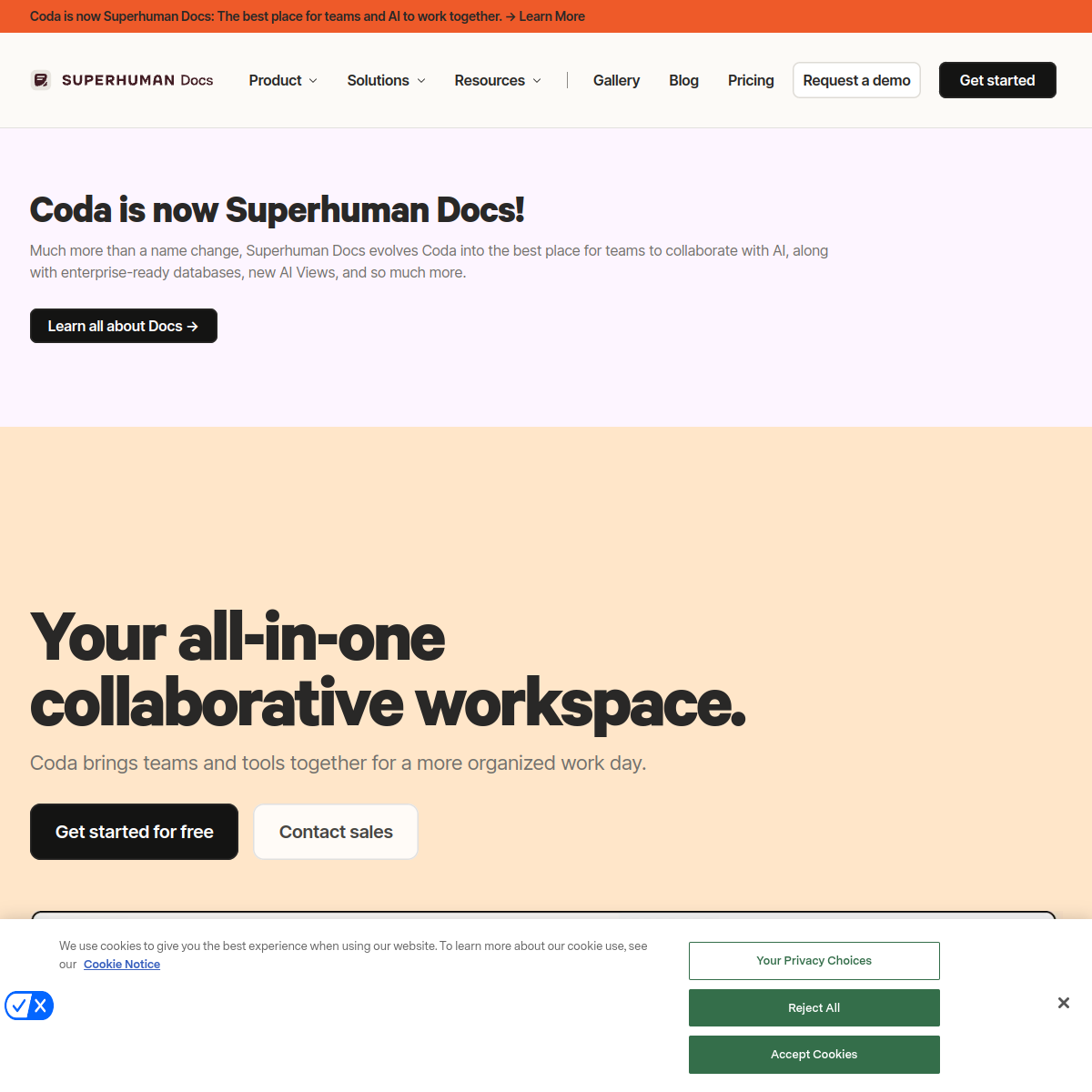Screenshot of Coda
