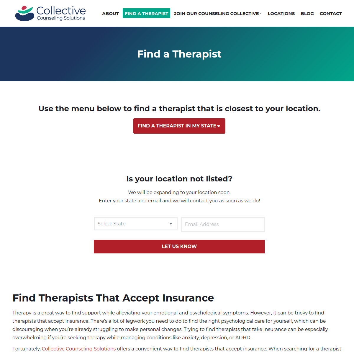 Screenshot of Collective Counseling Solutions