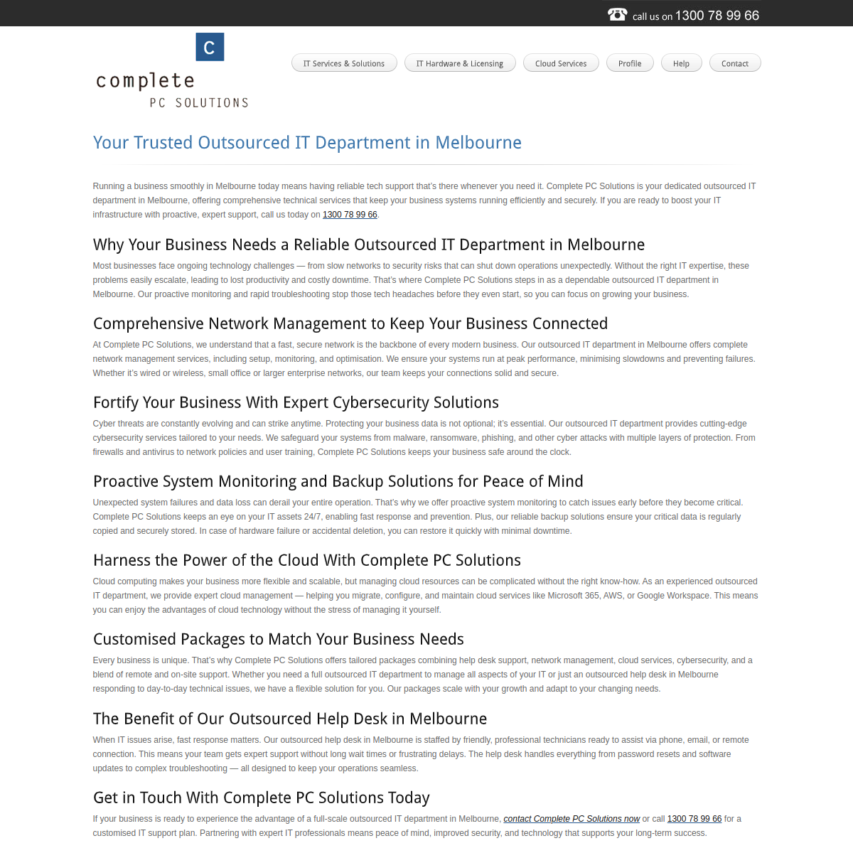 Screenshot of Complete P C Solutions Pty Ltd