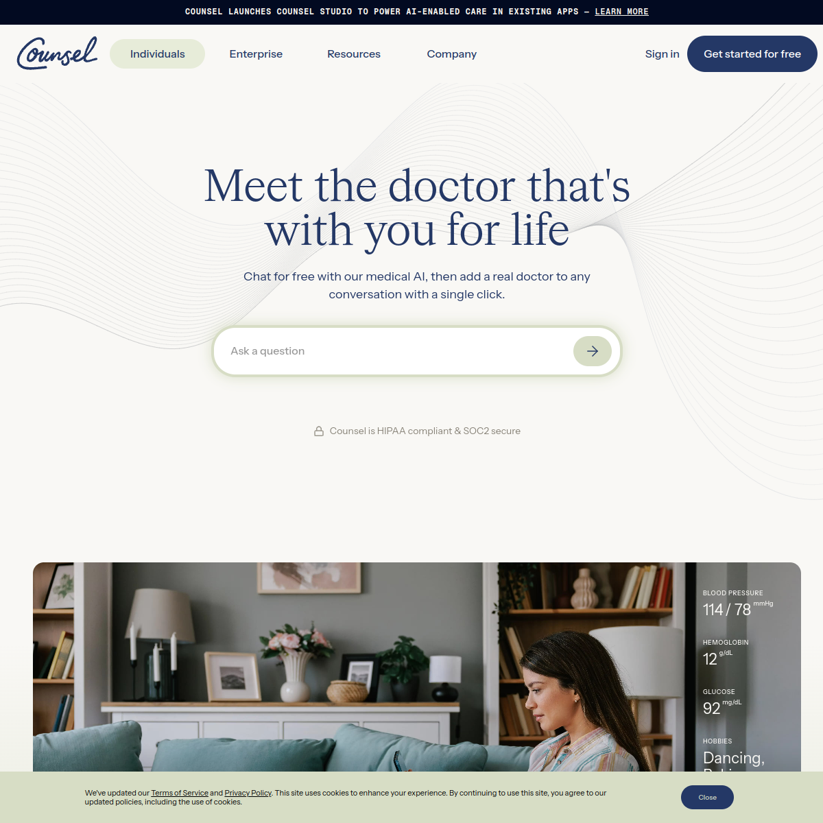 Counsel Health homepage