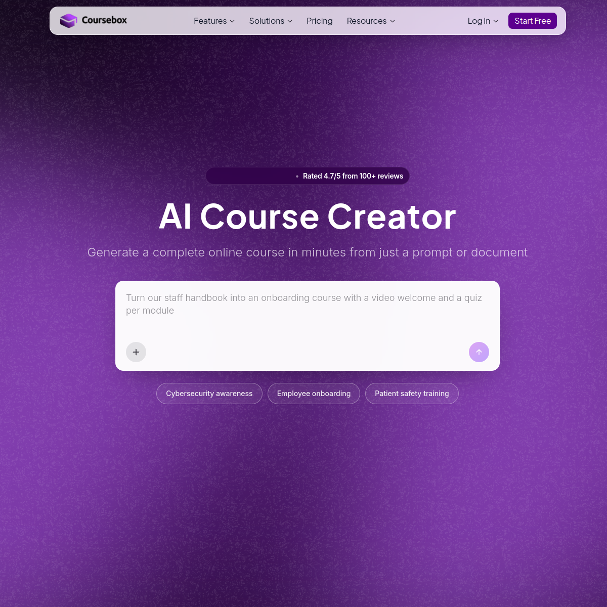 Screenshot of Coursebox AI