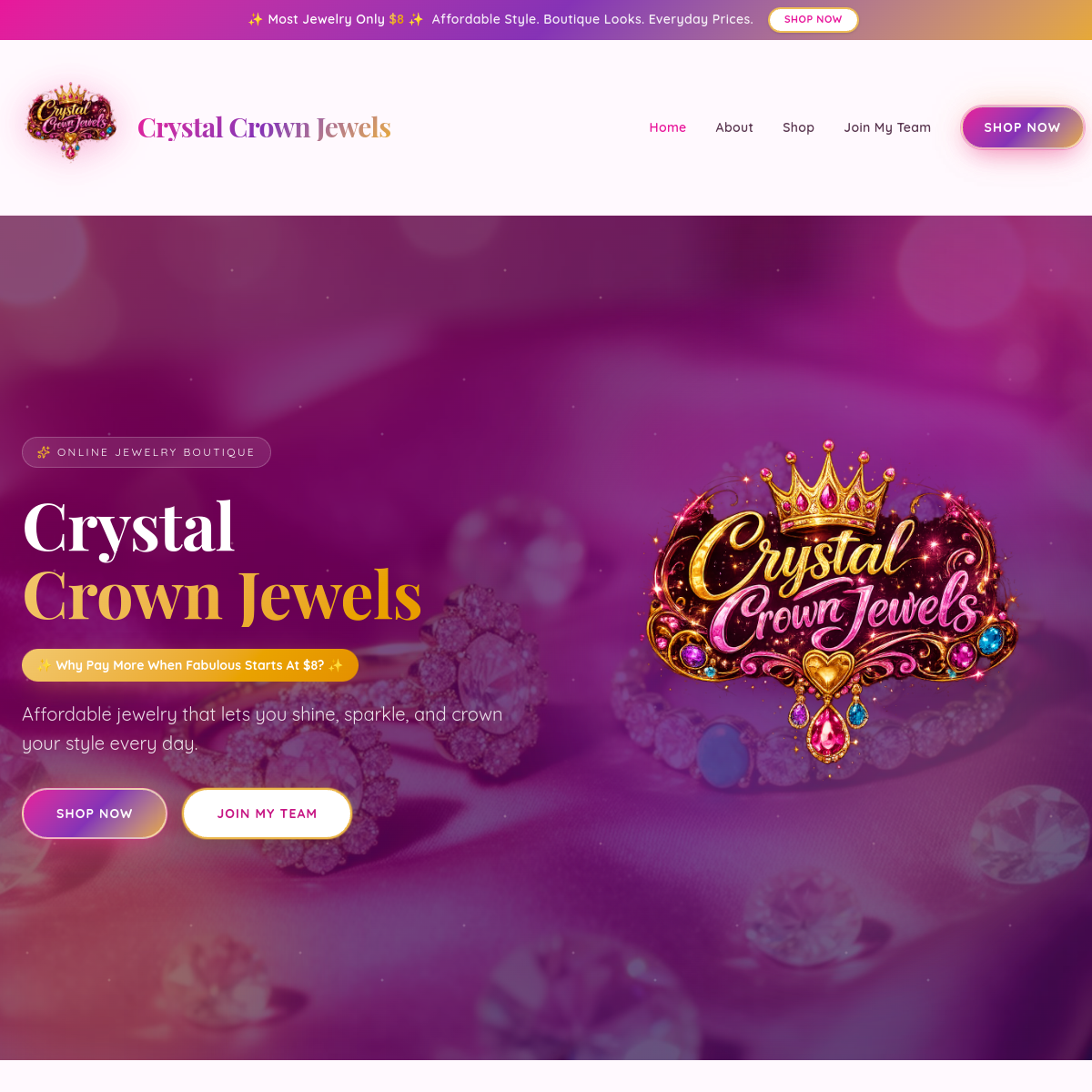 Crystal Crown Jewels website preview