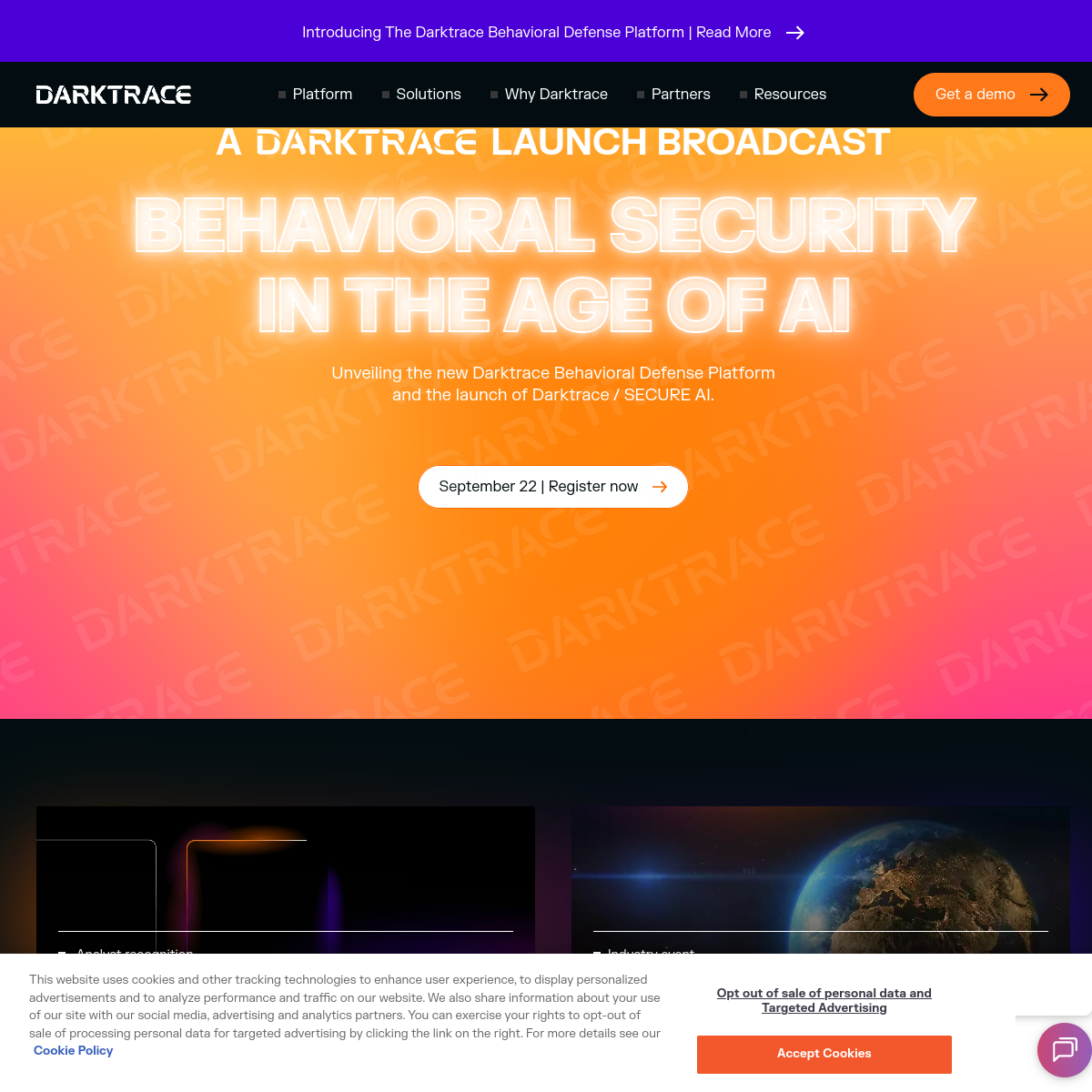 Screenshot of Darktrace