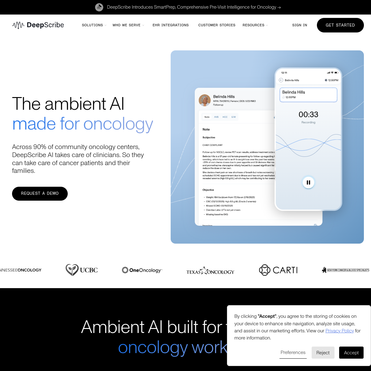 DeepScribe homepage