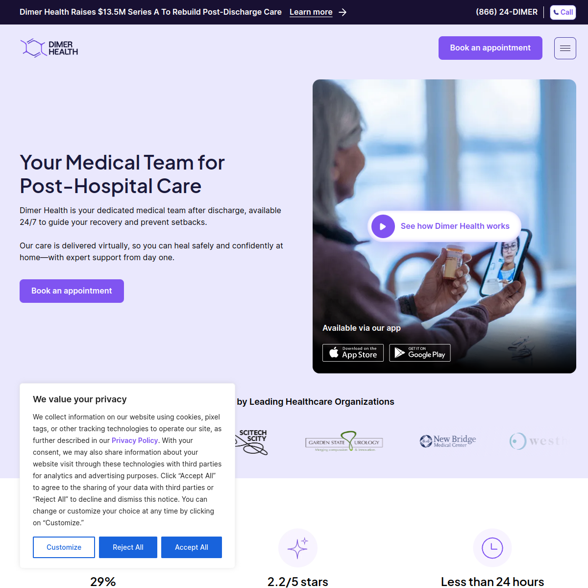 Dimer Health homepage