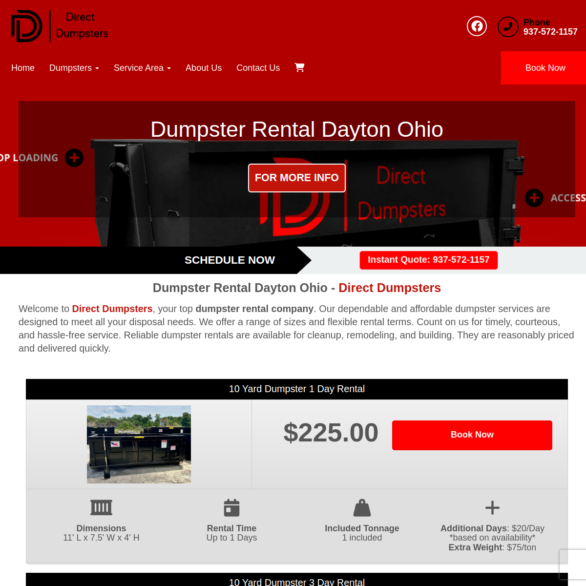 Screenshot of Direct Dumpsters
