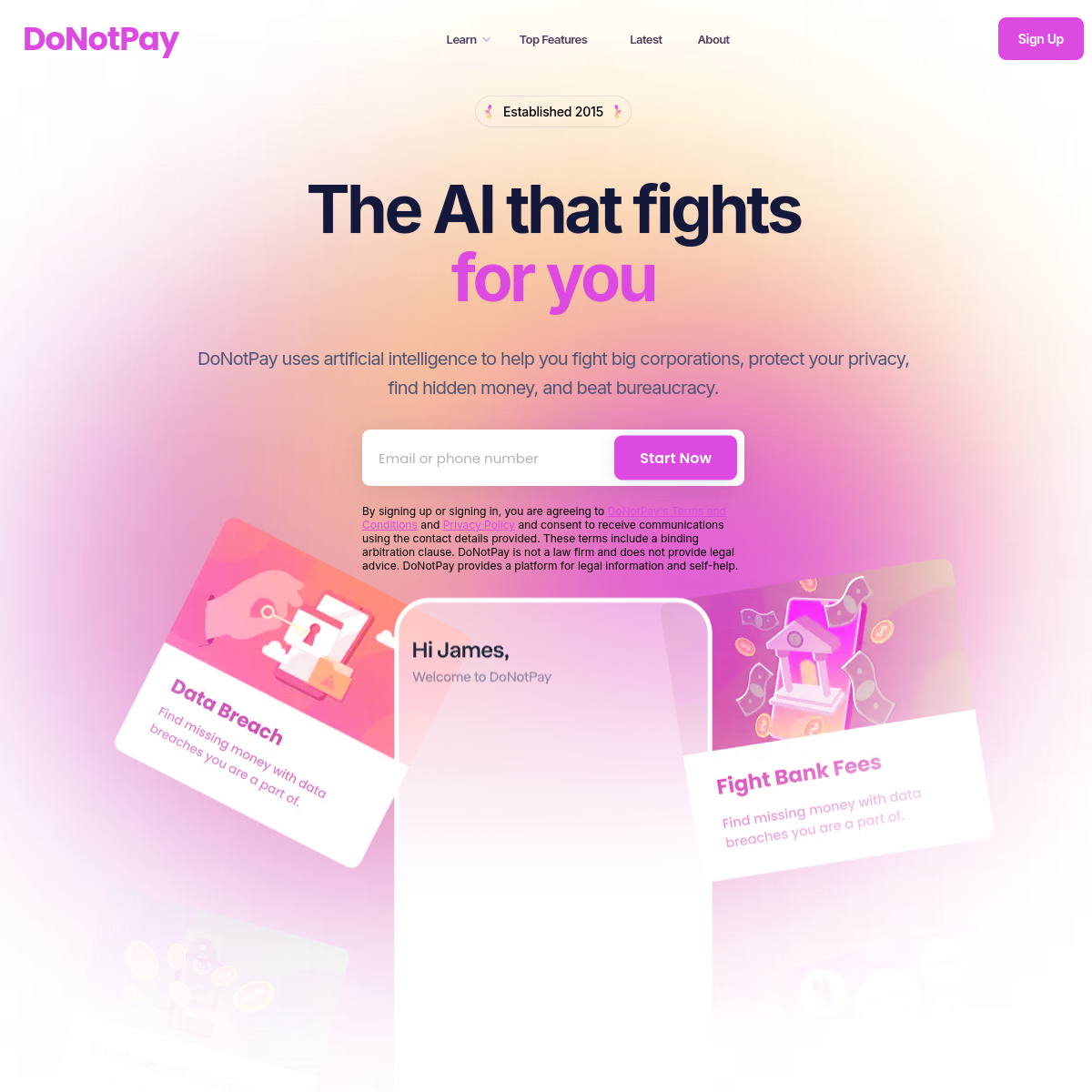 Screenshot of DoNotPay